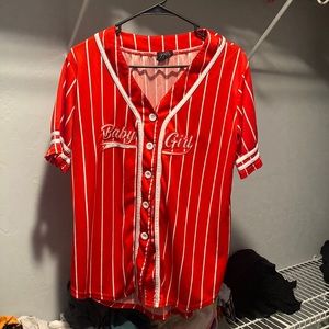 Rue 21 red button jersey shirt. Size M.